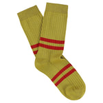 Women's Striped Socks Sand & Red — Italian Cotton, Made in Portugal — Escuyer