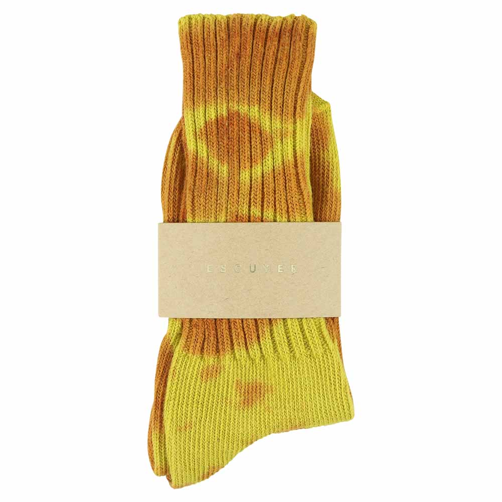 Women Tie Dye Socks - Rust / Yellow - Escuyer