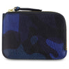 Blue camouflage wallet with gold zipper, handmade in Portugal from Italian vegetable leather goods