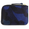 Blue camouflage wallet with gold zipper, handmade in Portugal from Italian vegetable leather goods