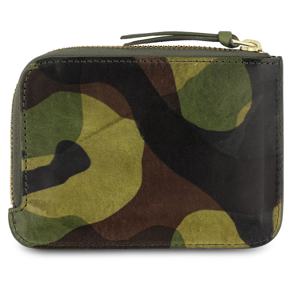 Camouflage-patterned wallet, Handmade in Portugal from Italian vegetable tanned leather