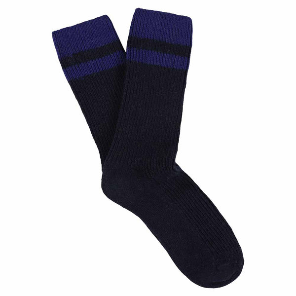 Men Cashmere Stripes Socks - Navy / Strong Blue - Escuyer