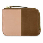 Escuyer pink and safari zip wallet showing vertical colour-block split and zip closure