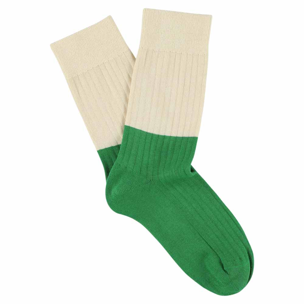 Women Block Socks - Ecru / Green - Escuyer