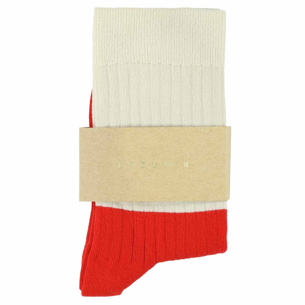 Women Colour Block Socks Ecru / Red detail - Escuyer