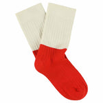Women Colour Block Socks Ecru / Red - Escuyer