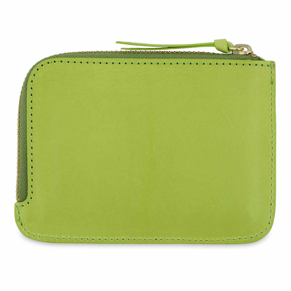 Escuyer clorofilla zip wallet open — interior card sleeve and cash compartment