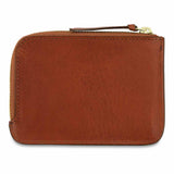 Escuyer cognac zip wallet open — interior card sleeve and cash compartment