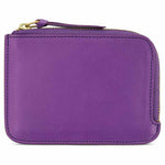 Escuyer violet leather zip wallet — Italian veg-tanned leather, closed front view