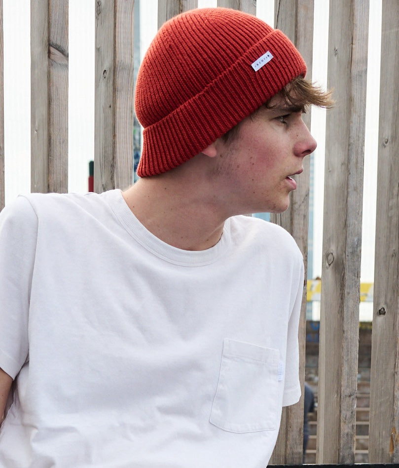 Ribbed Merino Beanie / Orange - Escuyer