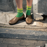 Women Cashmere Striped Socks - Golf Green / Lime