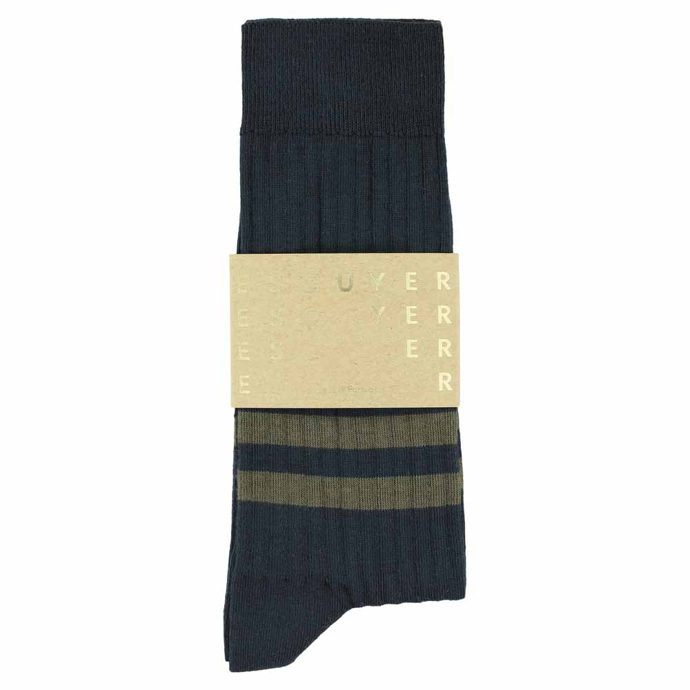 Men Stripes socks - Blue / Olive - Escuyer