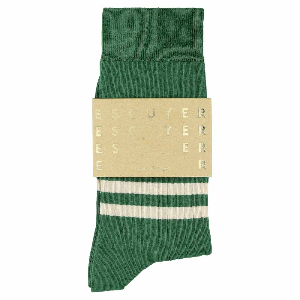 Men Stripes socks - Green / Ecru - Escuyer