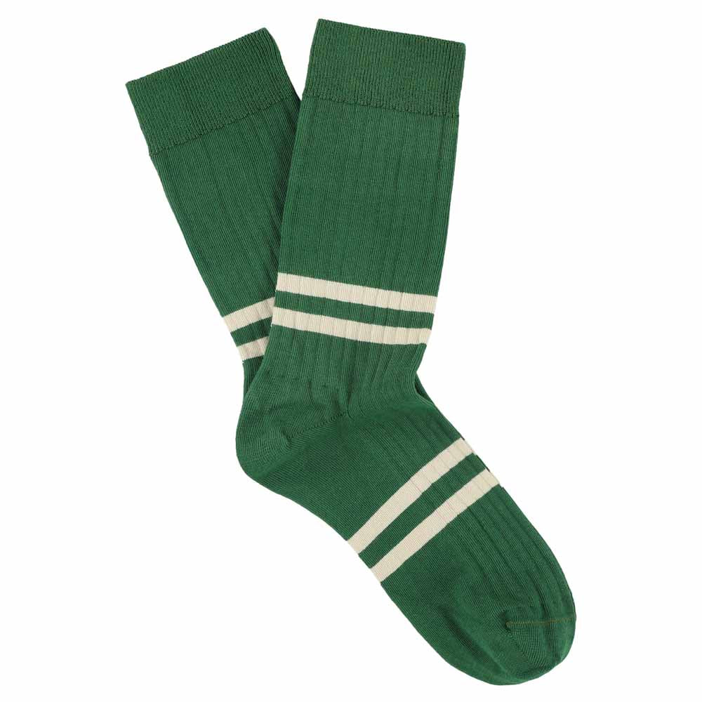 Men Stripes socks - Green / Ecru - Escuyer