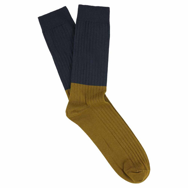 Men Colour Block Socks Navy / Cumin - Escuyer
