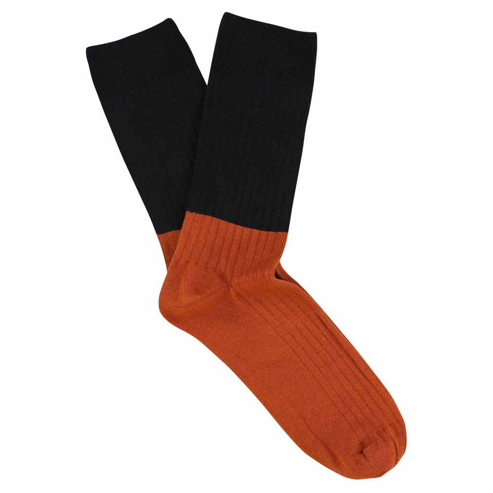 Men Colour Block Socks Navy / Brick - Escuyer