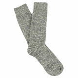 Light grey melange crew socks by Escuyer, slub-knit combed cotton
