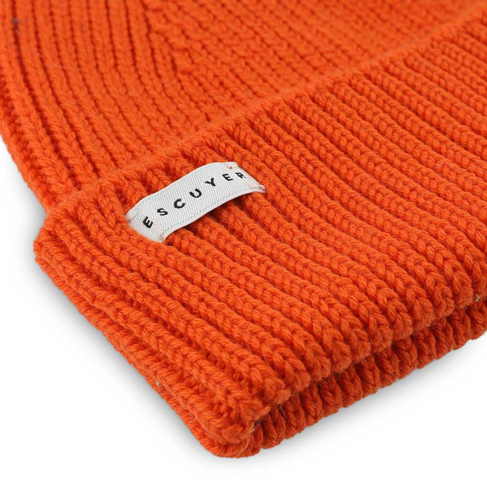Ribbed Merino Beanie / Bold Orange - Escuyer