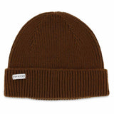 Tobacco brown ribbed merino wool beanie by Escuyer