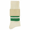 Men Stripes Crew Socks - Ecru / Green - Escuyer