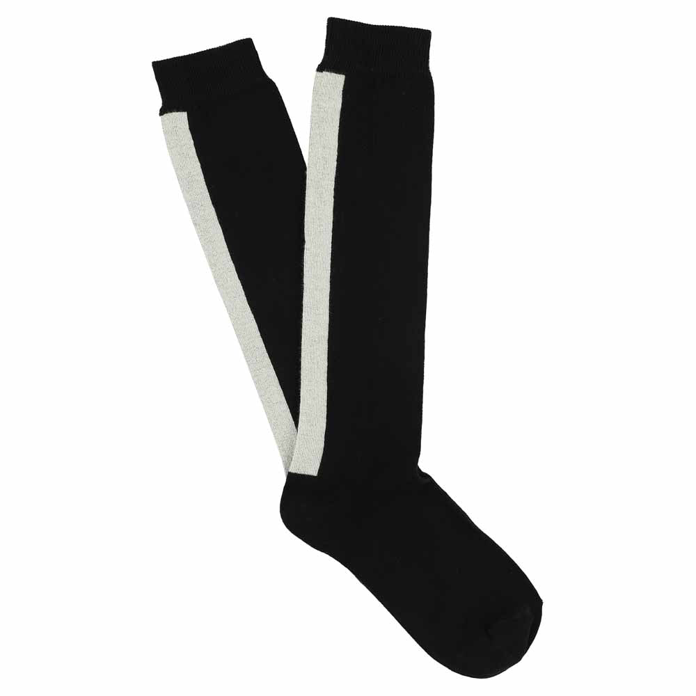 Women Knee High Socks Black / Ecru - Escuyer