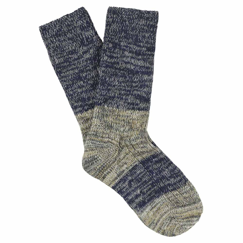 Women Melange Block Socks - Blue / Ecru - Escuyer