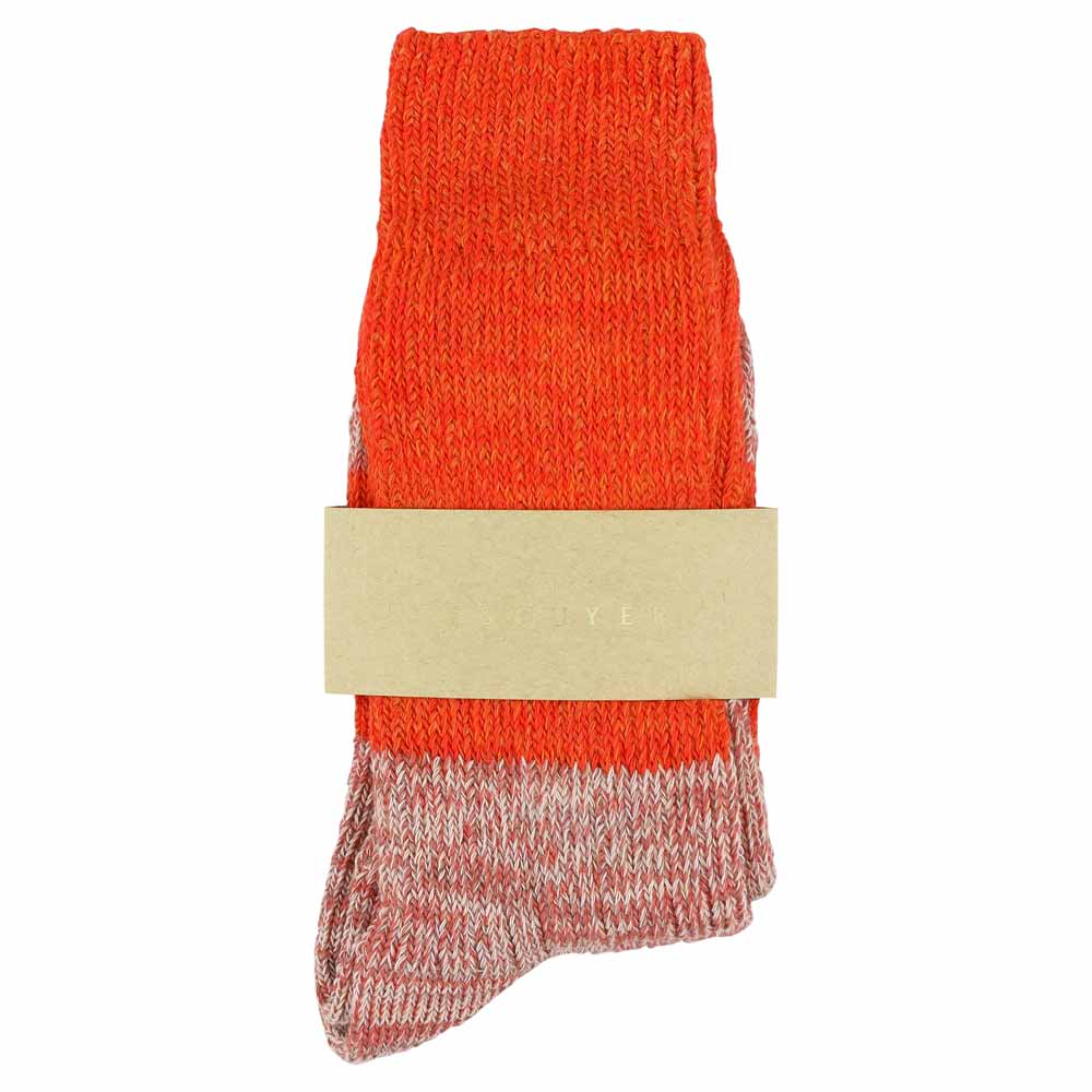 Women Melange Block Socks - Orange / Pink - Escuyer
