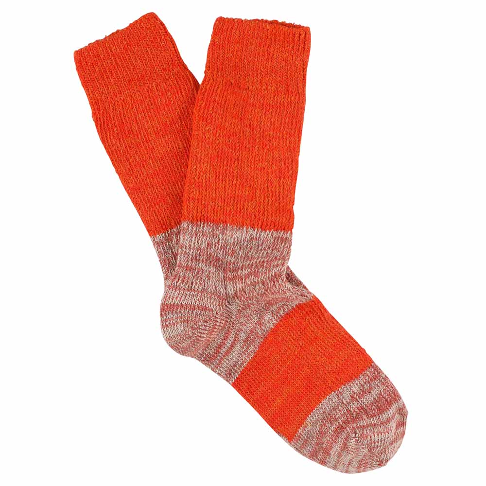 Women Melange Block Socks - Orange / Pink - Escuyer
