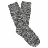 Women's flamé blue melange crew socks by Escuyer, slub-knit combed cotton, made in Portugal