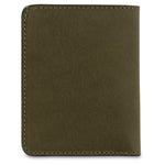 Escuyer khaki slim wallet showing slim profile and hand painted edges