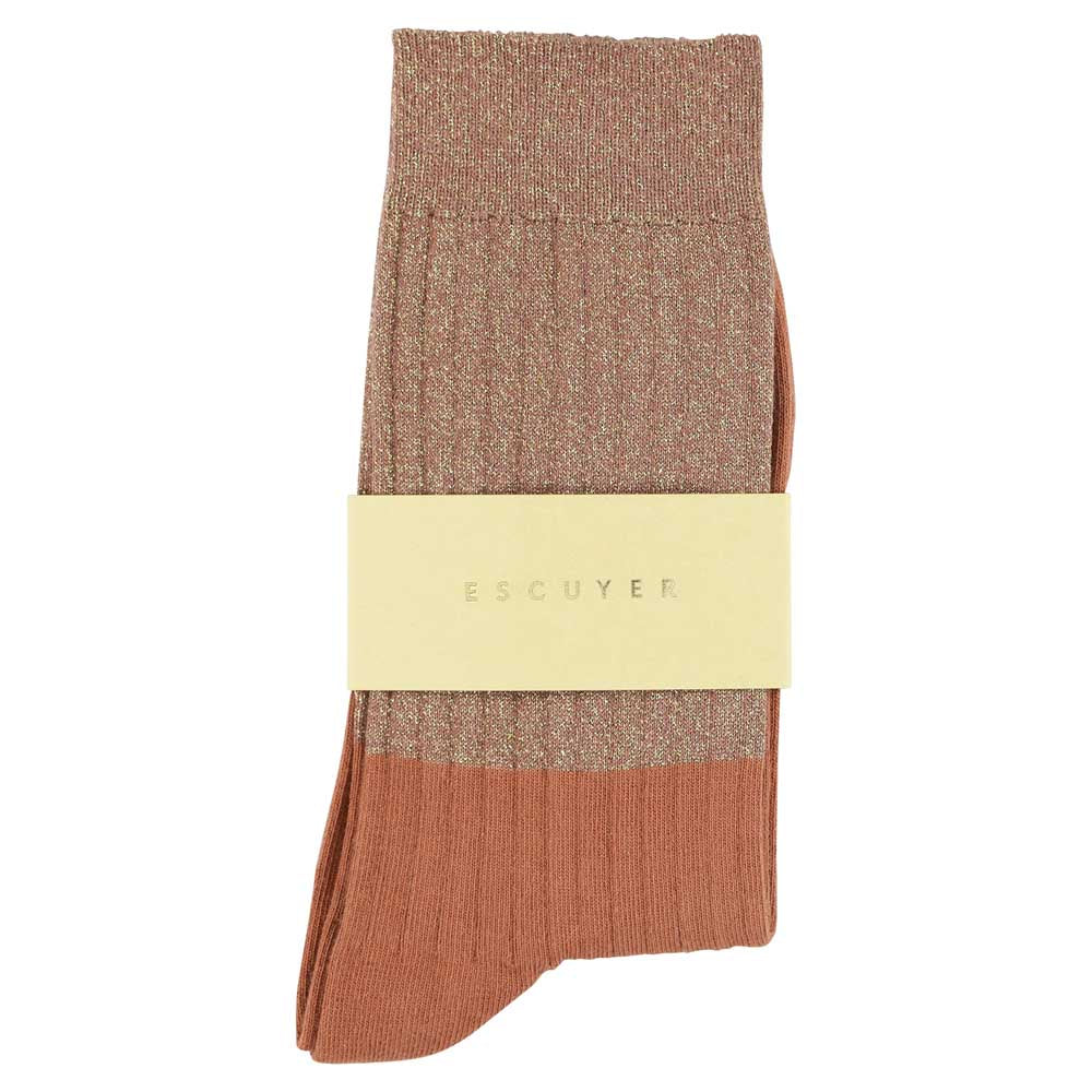 Lurex Block Socks - Gold  / Arabian Spice - Escuyer