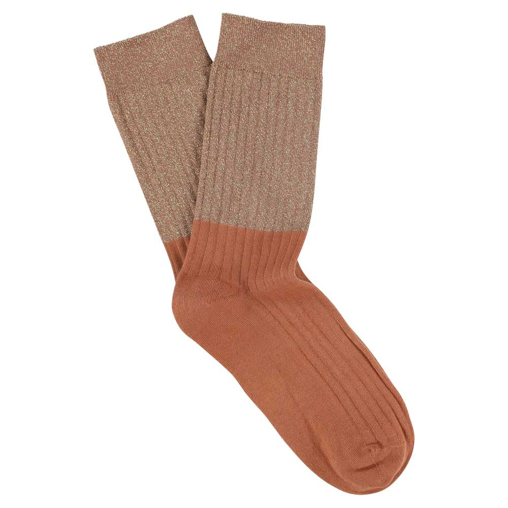 Lurex Block Socks - Gold  / Arabian Spice - Escuyer