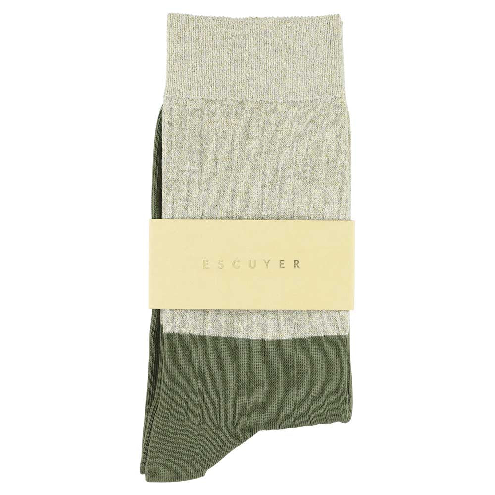 Lurex Block Socks - Gold  / Olive - Escuyer