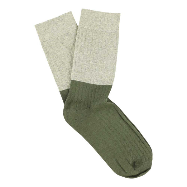 Lurex Block Socks - Gold  / Olive - Escuyer