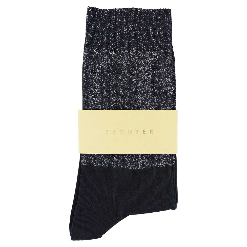 Lurex Block Socks - Silver  / Blue - Escuyer