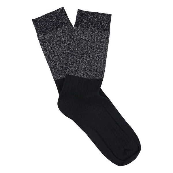 Lurex Block Socks - Silver  / Blue - Escuyer