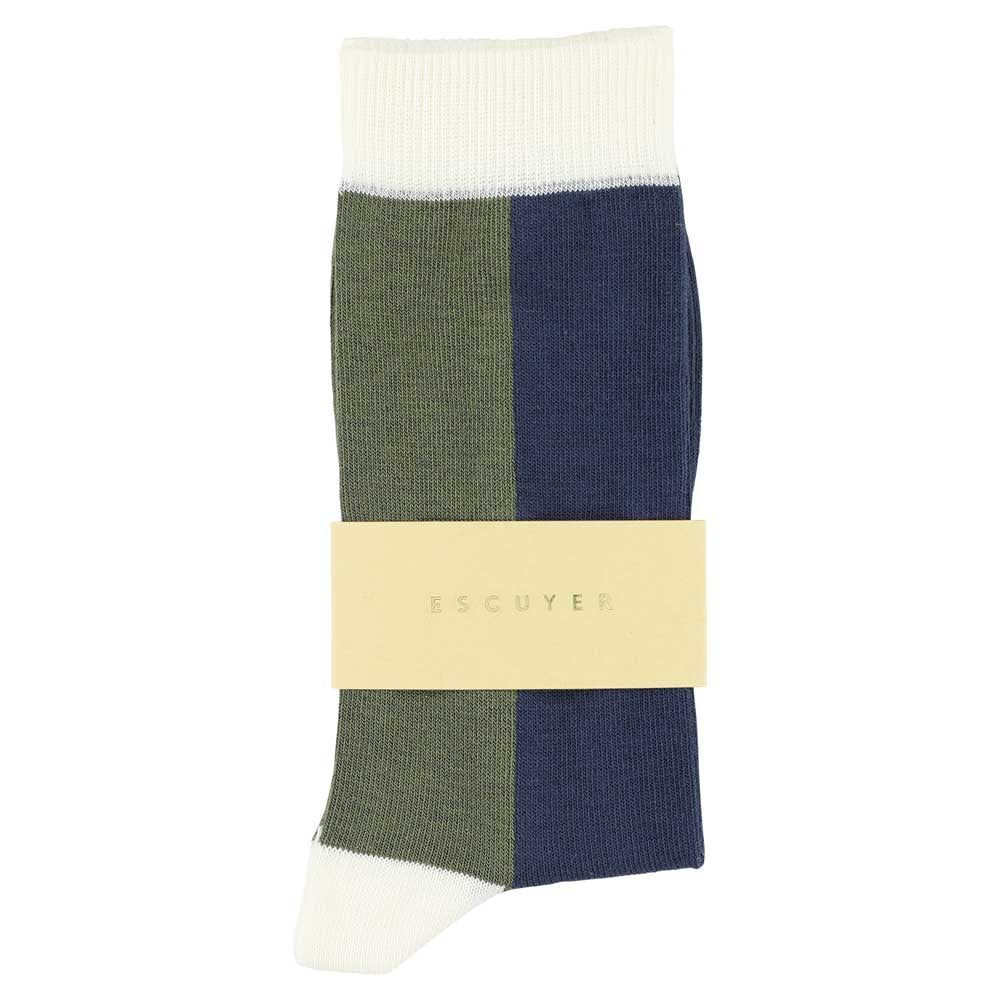 Women Chess Socks - Off White / Mood Indigo - Escuyer