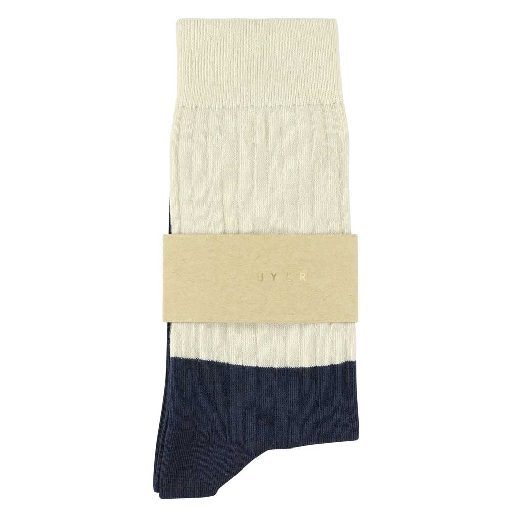 Women Block Socks - Ecru / Navy - Escuyer