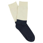 Women Block Socks - Ecru / Navy - Escuyer