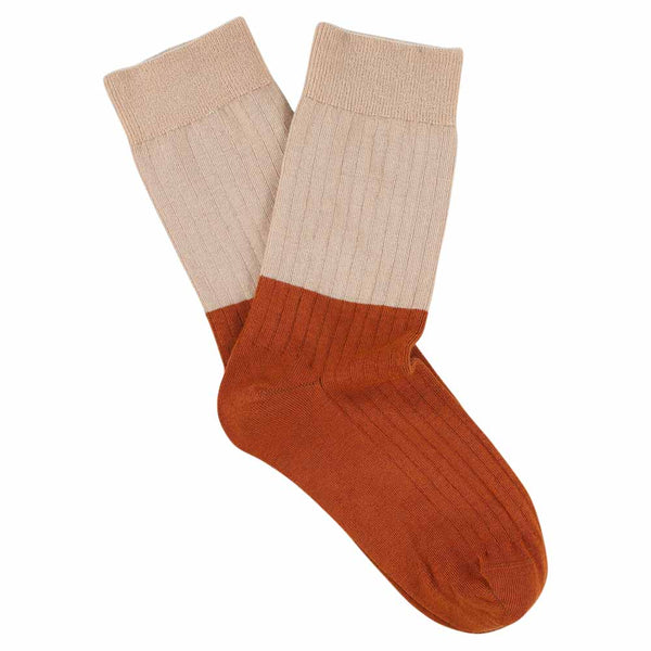 Women Block Socks - Pink / Brick - Escuyer
