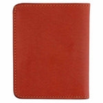 Escuyer orange slim wallet showing bill sleeve in natural leather interior