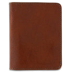 Escuyer light brown slim leather wallet — Italian vegetable tanned leather, front view