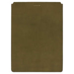 Escuyer khaki and mustard leather MacBook sleeve — khaki front panel, Italian veg-tanned leather, handmade in Portugal