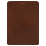 Escuyer light brown and orange leather MacBook sleeve — light brown front panel, Italian veg-tanned leather, handmade in Portugal