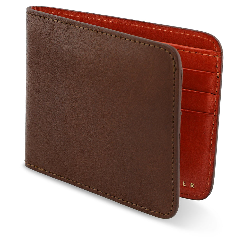 Escuyer light brown billfold wallet — Italian vegetable tanned leather exterior, front view