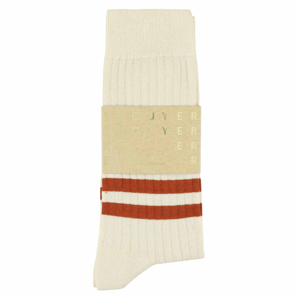 Men Stripes socks - Ecru / Brick - Escuyer