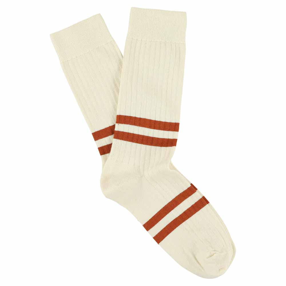 Men Stripes socks - Ecru / Brick - Escuyer
