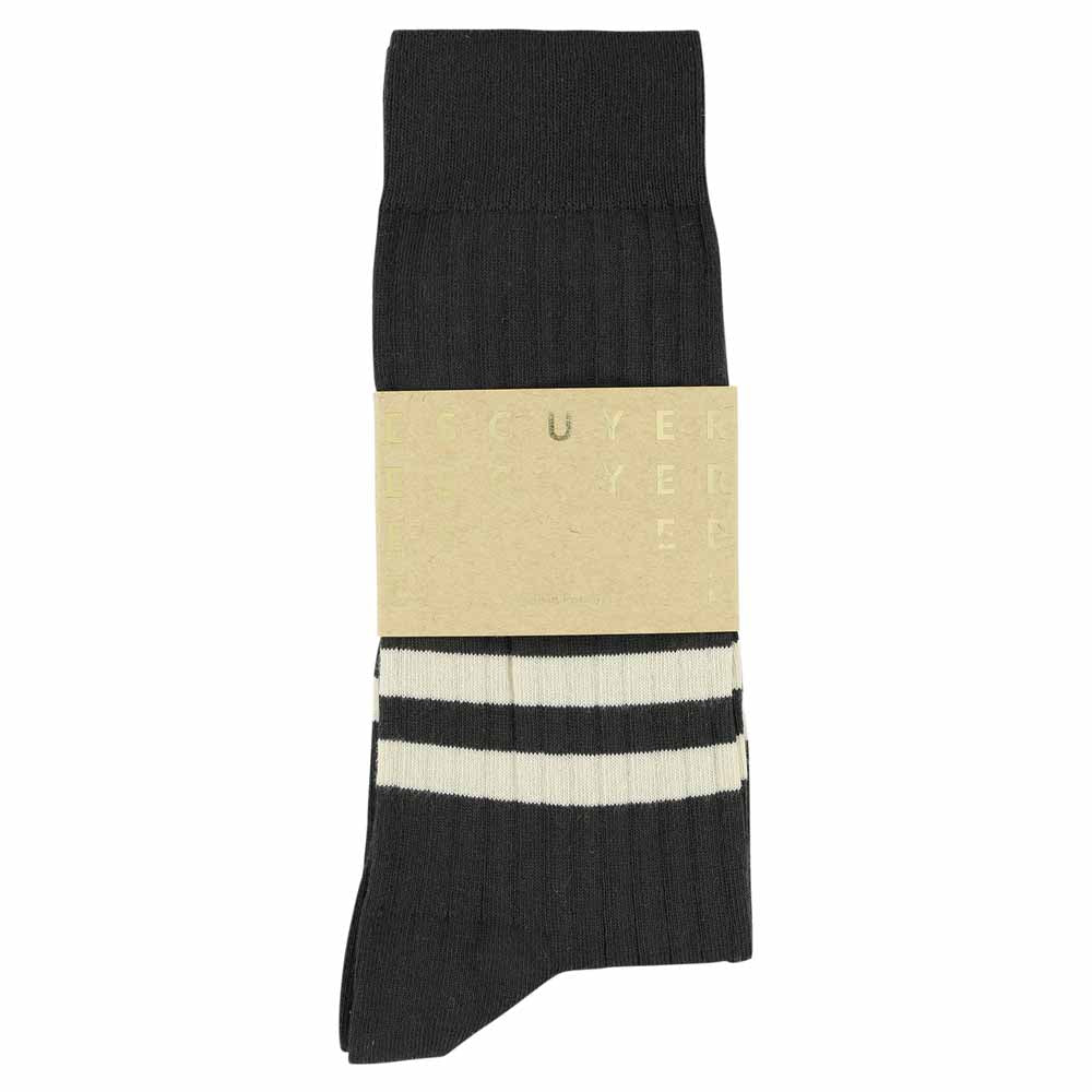 Men Stripes socks - Off Black / Ecru - Escuyer