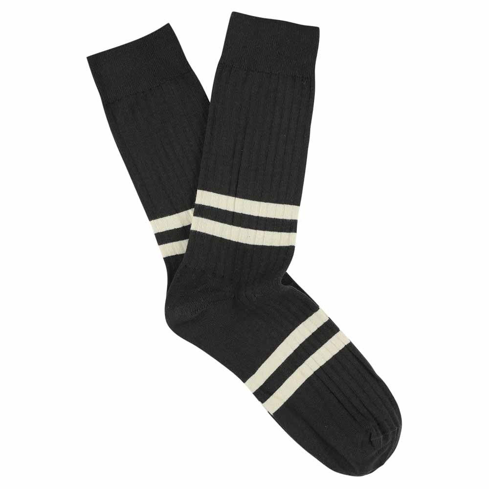 Men Stripes socks - Off Black / Ecru - Escuyer
