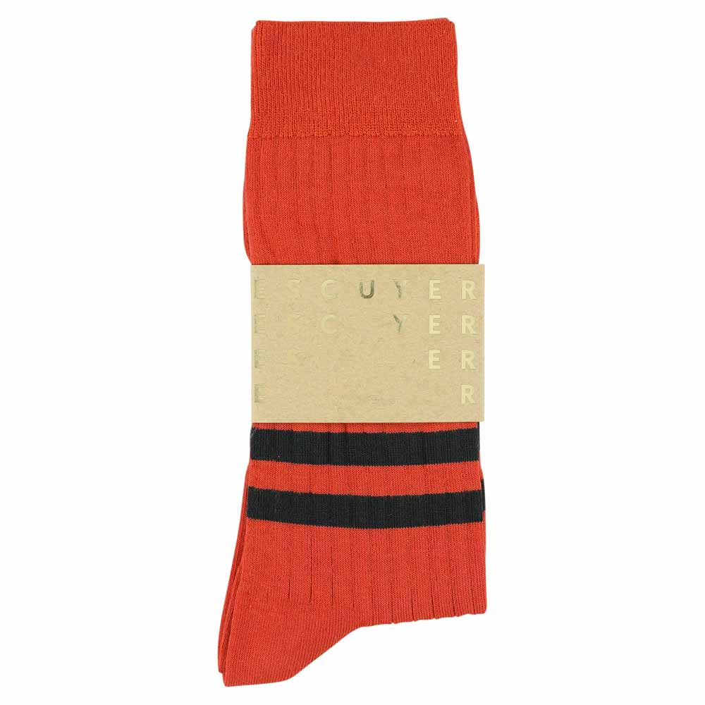 Men Stripes socks - Orange / Off Black - Escuyer